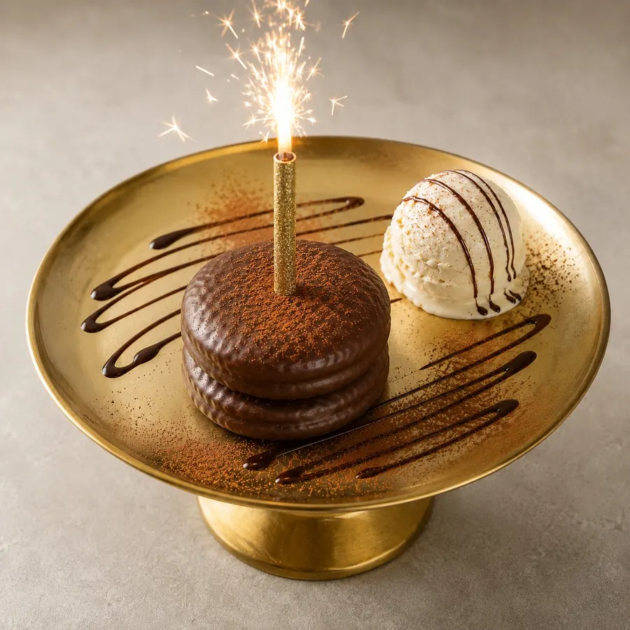 Postre coreano con Choco Pie y chispero