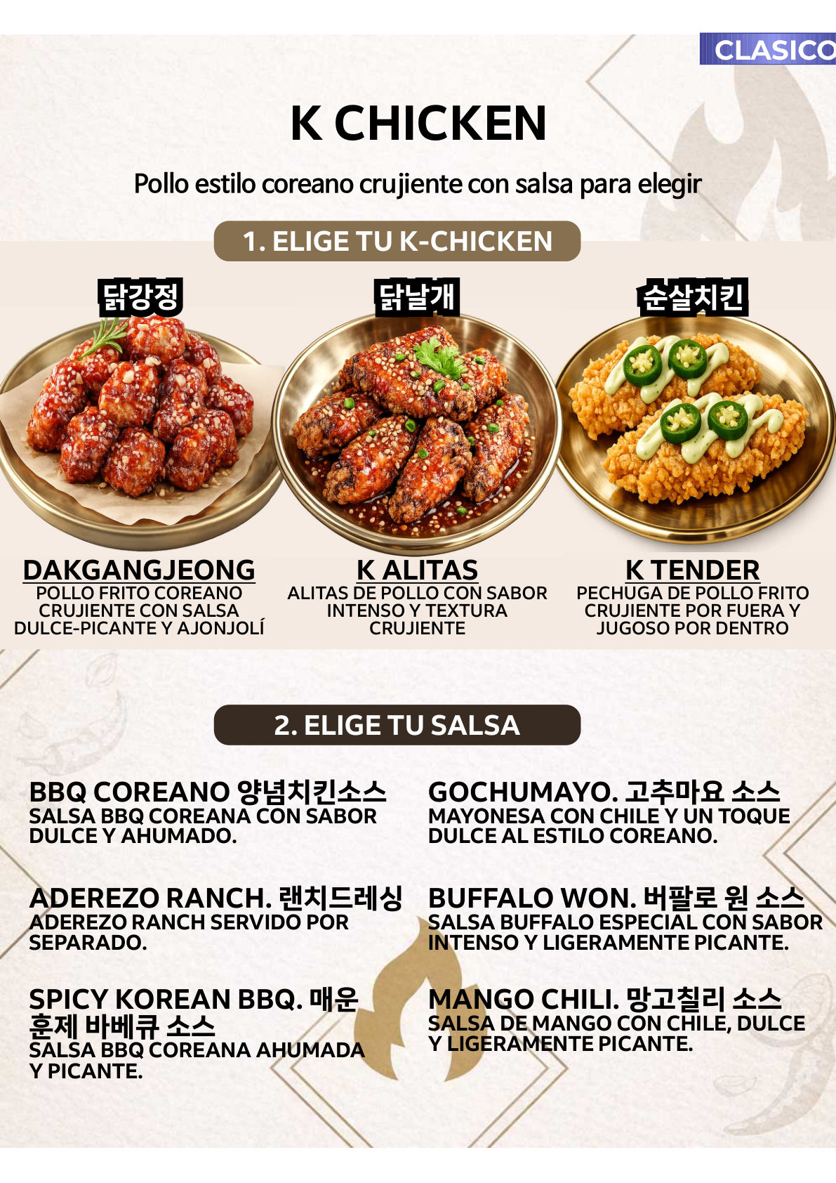 Platillos incluidos Menú Clásico Won Korean BBQ Monterrey